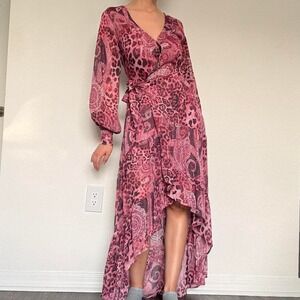 Guess Y2K Pink Paisley High Low Dress